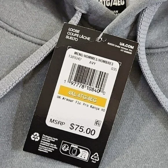 Under Armour Fleece Pro Kanga Hoodie Grey Men's 4XL MSRP $75.00 NWT 1389342 - Picture 4 of 15